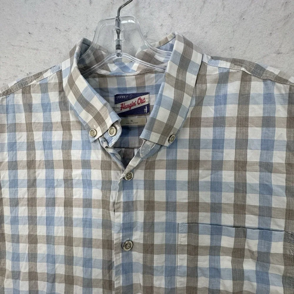 Johnnie-O Hangin' Out Shirt Mens XL Blue Plaid Button Front Long Sleeve‎ Cotton